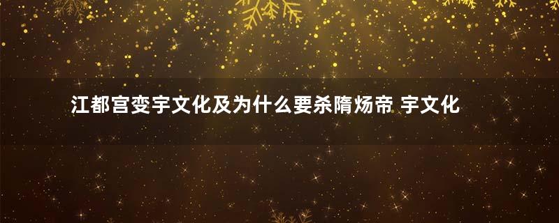 江都宫变宇文化及为什么要杀隋炀帝 宇文化及是为了萧皇后吗